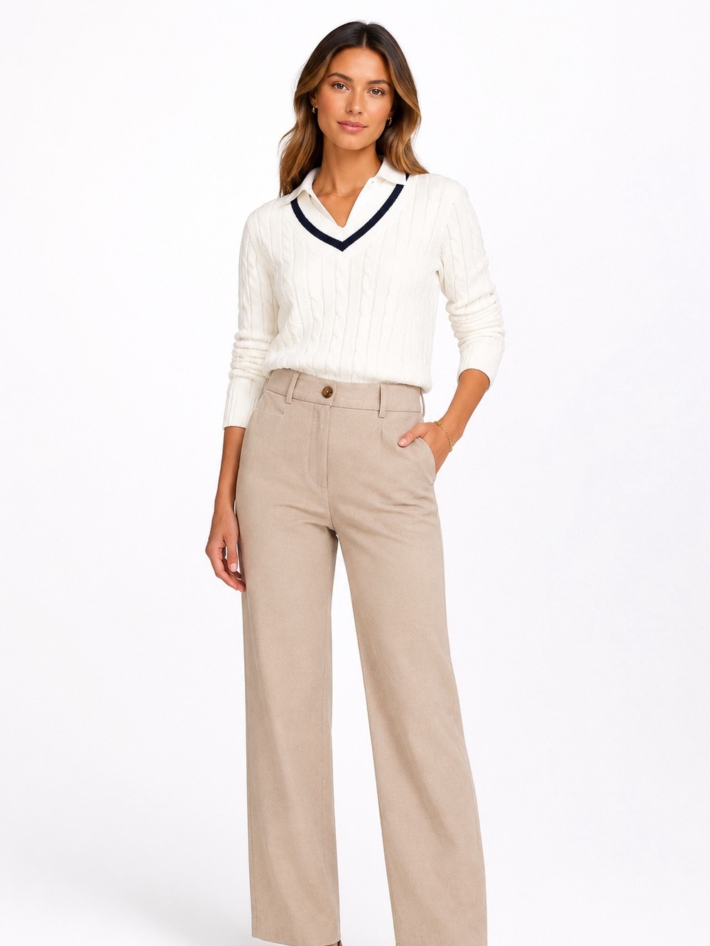 Loft Beige Woven Professional Dress Pants